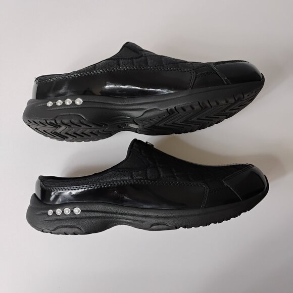 Easy Spirit Traveltime Sneaker Clogs | Black Patent Leather & Silver | Size 7.5 - Picture 11 of 13